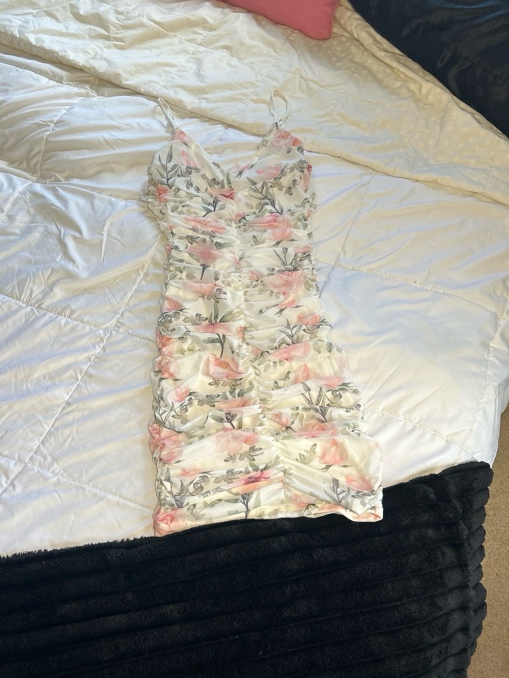 Windsor White Mini Dress with Pink Floral Print